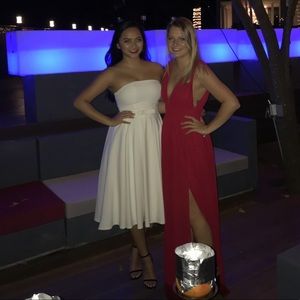 White Midi strapless dress